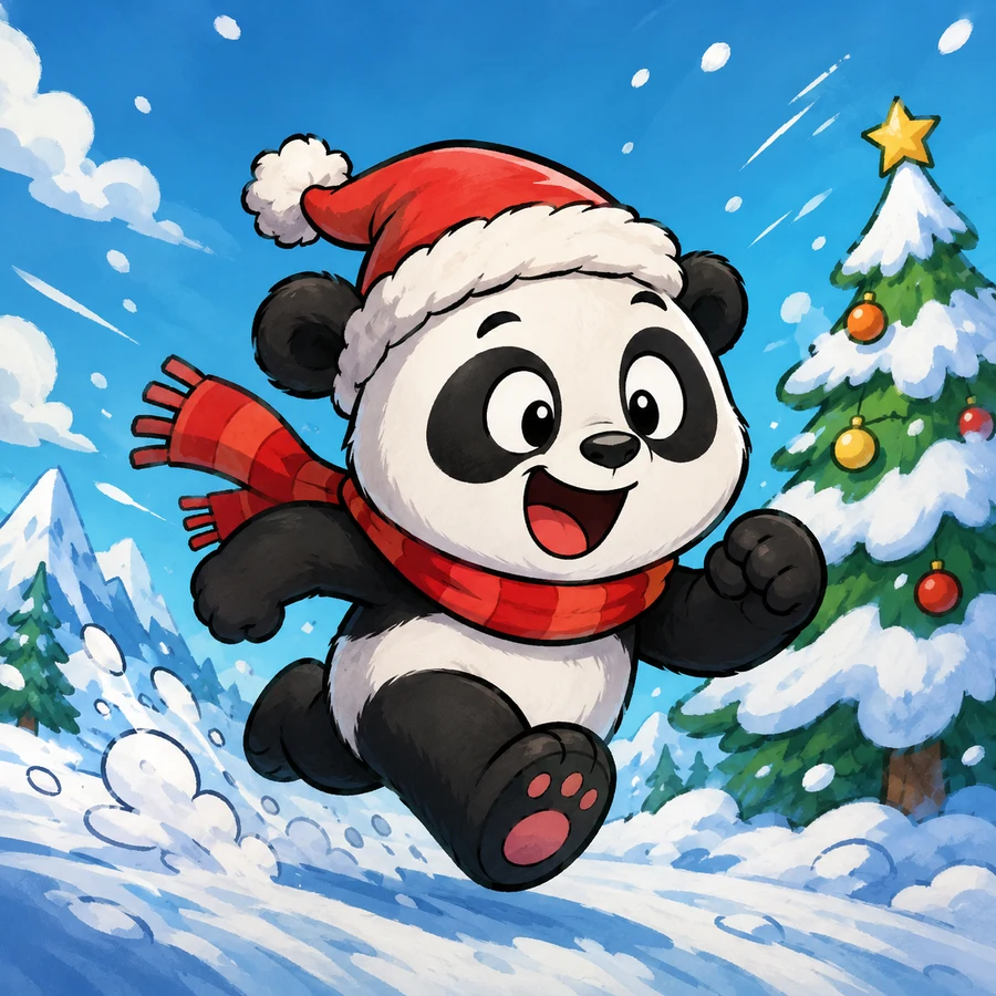 ภาพปกเกม หมีแพนด้าวิ่งฉลองคริสต์มาส